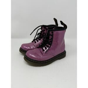 Doc Dr Martens 1460 Glitter T Pink Zip Boots Shoes 8 Kids Youth Girls